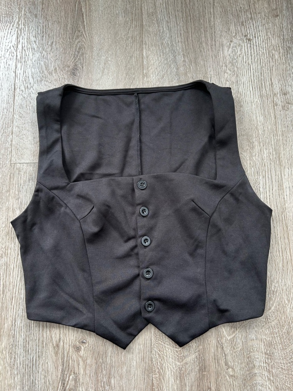 Cider Black Cropped Button Front Vest